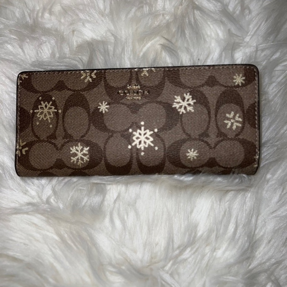 Coach Slim Bifold Wallet with Snowflake Design